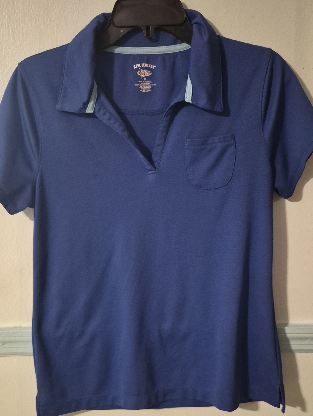 Reel Legends Women’s Royal Blue Polo Shirt with Light Blue Trim